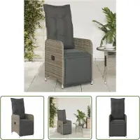 The Living Store Gartensessel Verstellbar mit Kissen Grau Poly Rattan