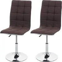 Mendler 2er-Set Esszimmerstuhl HWC-C41, Stuhl Küchenstuhl, höhenverstellbar drehbar, Stoff/Textil braun