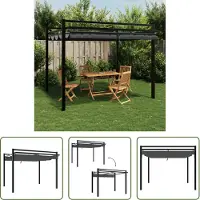 The Living Store Gartenpavillon mit Ausziehbarem Dach Anthrazit 3x3 m Aluminium