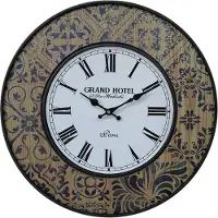 Rebecca Mobili Wanduhr, Vintage aus braunem, beigem und blauem Holz Ø 50 cm