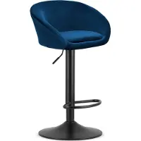 Leobert EAST hocker - marineblauer Samt / schwarzer Sockel