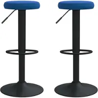 Syfax 2er Set Barhocker, Samt Blau, höhenverstellbar, 360° drehbar, Ø 31x(58-78) cm