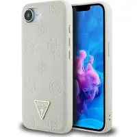 GUESS case passend für IPHONE 16e (SE 4 2025) kompatibel mit MagSafe GUHMPSE4PGBTME (Grained PolyurethanHot Stamp Peony Triangle Logo) beige