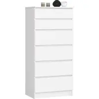 Akord KOMMODO K60 6SZ Kommode Weiß 6 Schubladen Stilvolle Aufbewahrung für das Zuhause