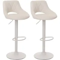 Mendler 2er-Set Barhocker HWC-N64, Barstuhl Tresenhocker, Fußablage drehbar, Kunstleder Metall weiß