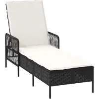 Syfax Sonnenliege Poly-Rattan Schwarz und Cremeweiß