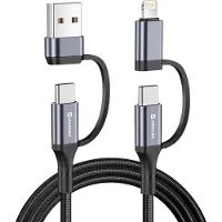 Swissten , 4in1 USB-C auf USB-A & Lightning Kabel 60W 1.5 m, Schwarz