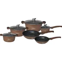 Cheffinger cofi1453 10-Teilig Kochgeschirr-Set Topf Induktion Alu Guss Pfanne Topfset Kochtopfset Marmor Kupfer