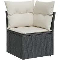 Syfax Garten-Ecksofa mit Kissen Schwarz Poly Rattan