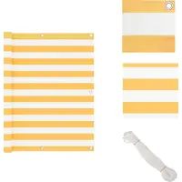 vidaXL Balkon-Sichtschutz Weiß und Gelb 120x600 cm Oxford-Gewebe - Sonnenschirme & Sonnenschutze