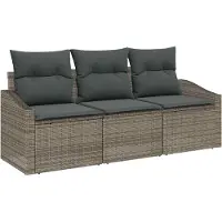 Syfax Gartensofa-set 3 stk. Grau Poly-Rattan