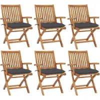 Syfax Klappstühle mit Kissen, 6-teilig, Massivholz Teakholz