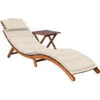Syfax Sonnenliege mit Tisch und Auflage Massivholz Akazie