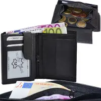 Impex Geldbörse Leder Kombibörse schwarz mit Reißverschluss Maße: ca. 12,0 cm x 9,0 cm