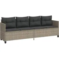 Syfax Sonnenliege mit Kissen Hellgrau Poly Rattan