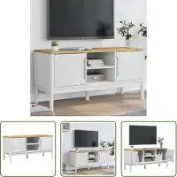 The Living Store TV-Schrank FLORO Weiß 114x43x55 cm Massivholz Kiefer