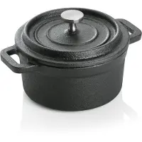 WAS Germany Cocotte schwarz Gusseisen ø 10 cm mit Deckel