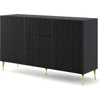 Furnlux Classic FURNLUX Sideboard Ravenna B Schwarz Und Gold 150cm / Hauptfarbe: Schwarz / Abmessungen: 150 x 87 x 42 cm
