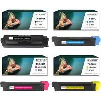 Evoke 4x Toner für Kyocera TK580K-TK580B TK580K CMYK = Schwarz + Blau + Rot + Gelb | Ersatz für P6021 P6021cdn FS-C5150 FS-C5150DN