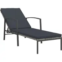 Syfax Sonnenliege mit Auflage Poly Rattan Grau