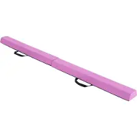 Costway 210 cm langer, zusammenklappbarer Schwebebalken, Turnbalken mit Schaumstoffboden, abnehmbarem Wildlederbezug & rutschfester Unterseite Lila