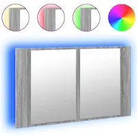 Syfax LED-Spiegelschrank Grau Sonoma 80x12x45 cm Acryl