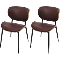 Mendler 2er-Set Esszimmerstuhl HWC-O45, Stuhl, Bugholz Kunstleder 280g/m² natur, vintage braun