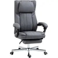 Vinsetto Bürostuhl ergonomischer Sessel Drehsitz neigbare Rückenlehne höhenverstellbar Armlehnen Kopfstütze Fußstütze 65 x 61 x 105-113 cm – Grau