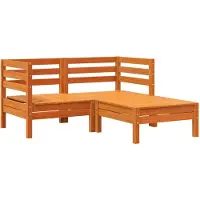 Syfax Gartensofa 2-Sitzer mit Hocker Wachsbraun Massivholz Kiefer