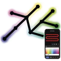 Emos Smart RGBIC Gaming-Wandleuchte mit App, 9+9 Teile, 16+ Mio Farben, Sprachsteuerung, WiFi, 1,5m Kabel+Netzteil, schwarz, ZIW269R