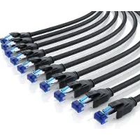 Primewire LAN-Kabel 10er Set CAT 8 Patchkabel RJ45 Netzwerkkabel 40 Gbit/s, S/FTP doppelt geschirmt, vergoldete Kontakte, abwärtskompatibel, 10 Stück, 0,5 m, schwarz
