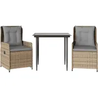Syfax 3-tlg. Garten-Essgruppe mit Kissen Beige Poly Rattan