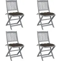The Living Store Klappbare Gartenstühle 4 Stk. mit Kissen Massivholz Akazie
