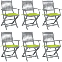Syfax Klappbare Gartenstühle 6 Stk. mit Sitzkissen Massivholz Akazie
