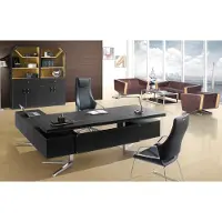 Xl Moebel Gmbh Moderner Eckschreibtisch aus MDF und Edelstahl in Holzoptik