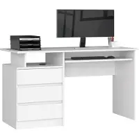 Akord Schreibtisch Mit 3 Schubladen Weiß 135X60X77 Cm