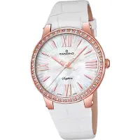 Candino Elegance Leder Quarz Damen Uhr C4598/1 Armband-Uhr Analog weiß D2UC4598/1