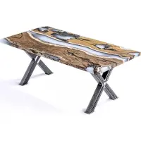 AEA Küchentisch Esstisch Epoxidharz Esszimmertisch Tisch 160 cm Holz Braun