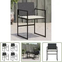 The Living Store Gartenstühle mit Kissen 4 Stk. Schwarz Poly Rattan