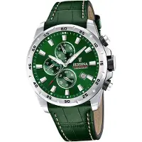 Festina Herren Uhr Elegant Leder Armbanduhr grün D2UF20692/3