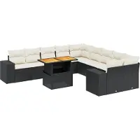 Syfax 11-tlg. Garten-Sofagarnitur mit Kissen Schwarz Poly Rattan