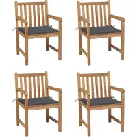 Syfax Gartenstühle 4 Stk. mit Anthrazit Kissen Massivholz Teak