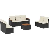 Syfax 8-tlg. Garten-Sofagarnitur mit Kissen Schwarz Poly Rattan