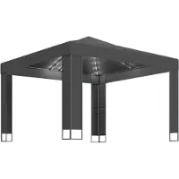 Syfax Pavillon mit Doppeldach & LED-Lichterkette 3x3 m Anthrazit