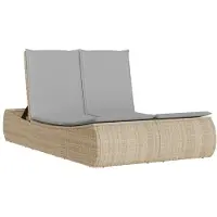 Syfax Doppel-Sonnenliege mit Auflagen Beige Poly Rattan