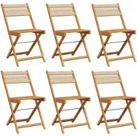 Syfax Klappstühle, 6 Stück, beige, massives Akazienholz