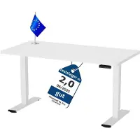 FlexiSpot Höhenverstellbarer Schreibtisch EU, 22mm Einteilige Tischplatte 160x80cm, Elektrisch mit 2 starken Motoren, 4 Memory-Funktion (Weiß)