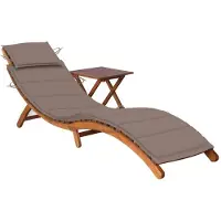 Syfax Sonnenliege mit Tisch und Auflage Massivholz Akazie