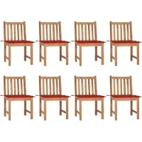 Syfax Gartenstühle 8 Stk. mit Kissen Massivholz Teak