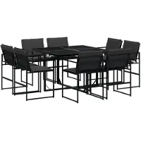 Syfax 9-tlg. Garten-Essgruppe mit Kissen Schwarz Textilene
